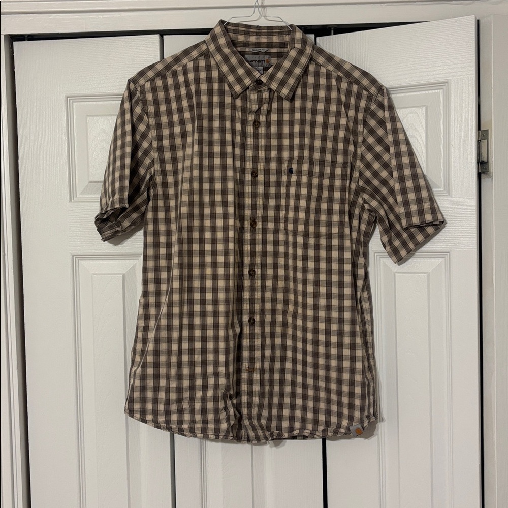 Carhartt Tan and Brown Plaid Shirt